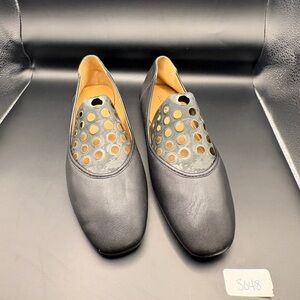 Lucky Brand black leather square toe flats size 7.5/EU 38